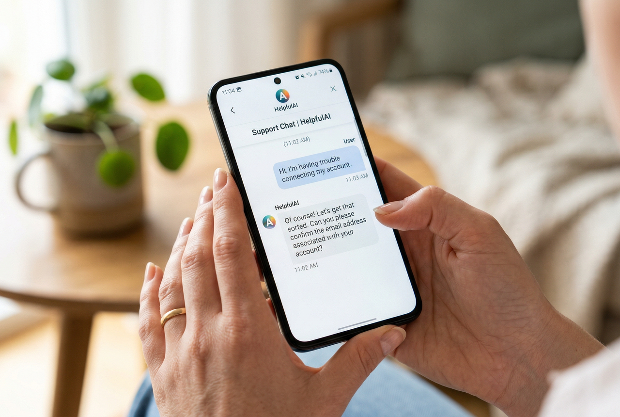 Retention support flow: instant reply, AI resolution, context handoff, human close