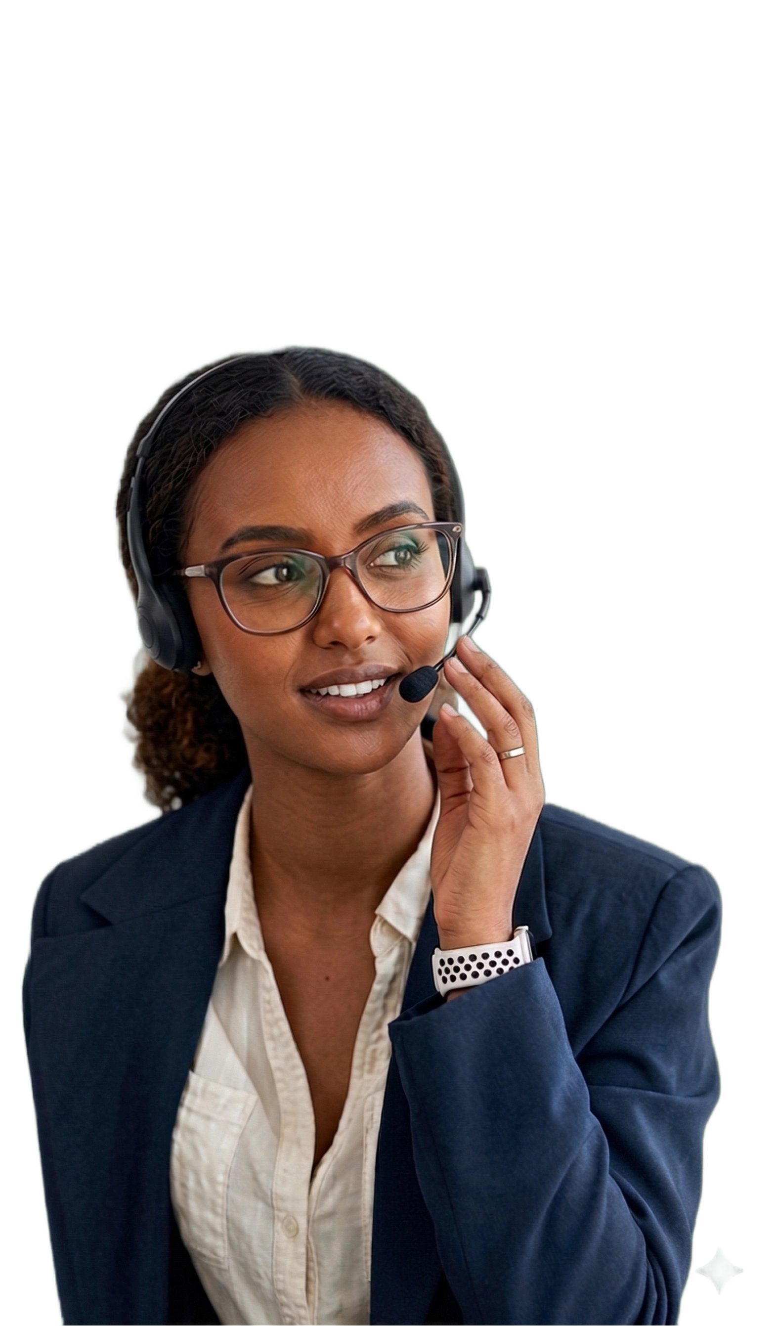 Support professional using Voxe helpdesk with headset and laptop